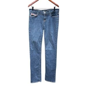 GUIDO & MARY SZ 12 blue JENNY Y2K low rise tall slim straight leg stretch jeans